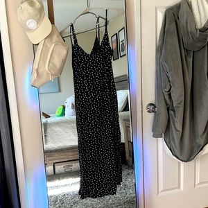 Black and white polka dot midi dress worn once